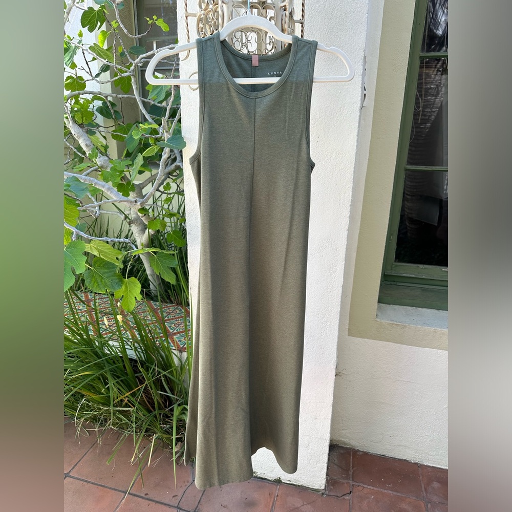 Lunya Restore Fitted Dress in softest cotton sizes Small & Medium Olive green - Picture 5 of 6